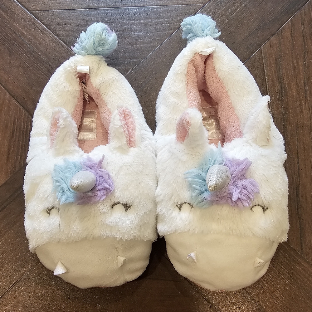 Carter's Girl's Unicorn Slippers size 11/12 white